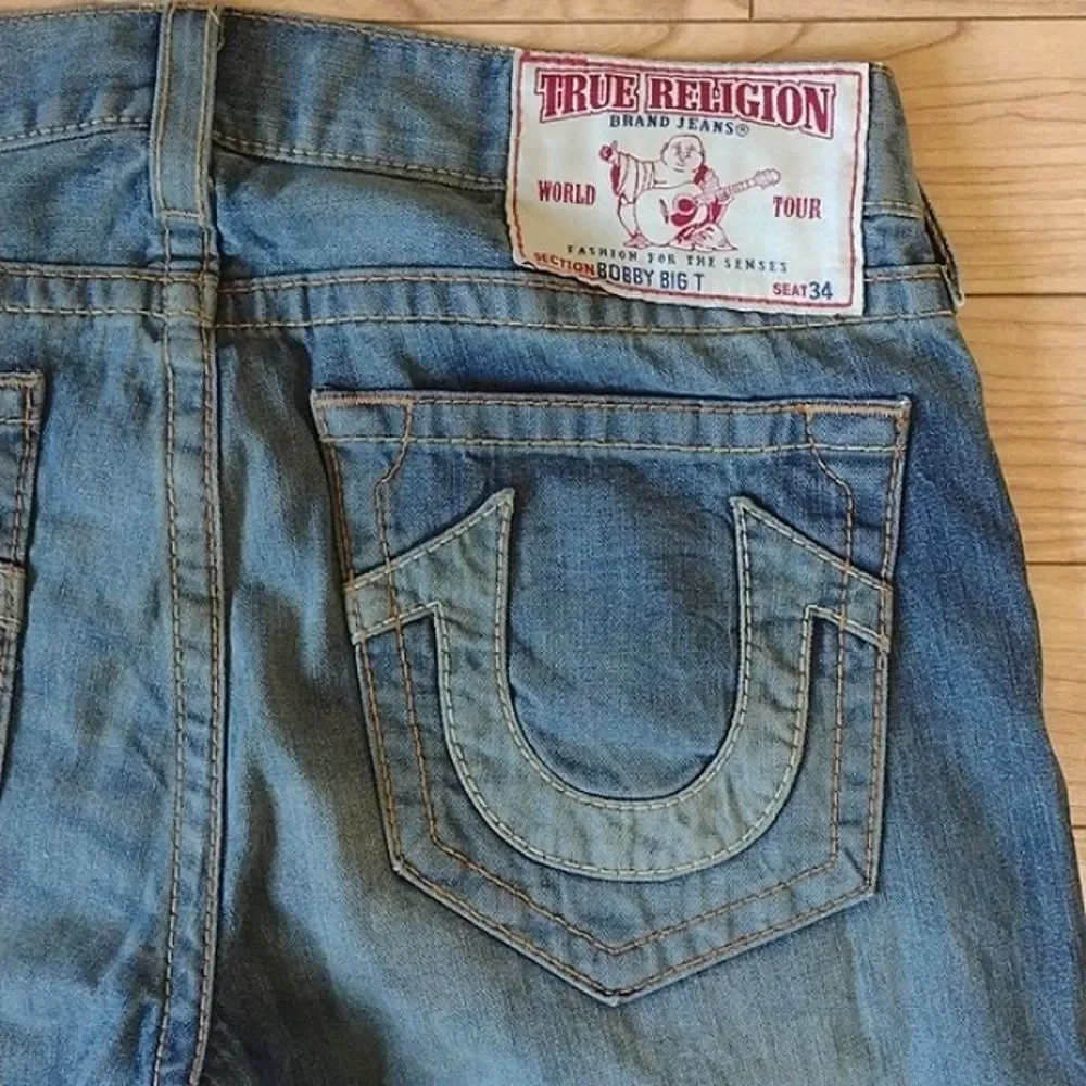True Religion Blue Bobby Medium Wash Y2K Denim Baggy Jeans Size 38
